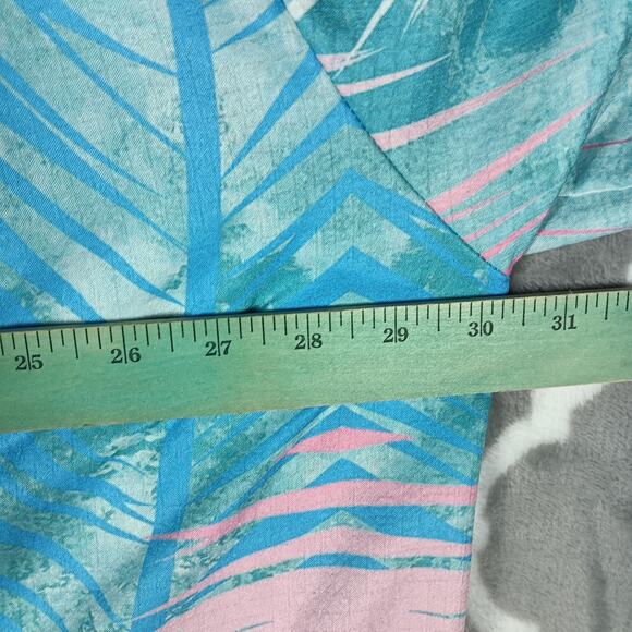Royaura Hawaiian Shirt Mens 4XL Blue Pink Palm Leaf Aloha Vacation Button Up - Picture 5 of 9